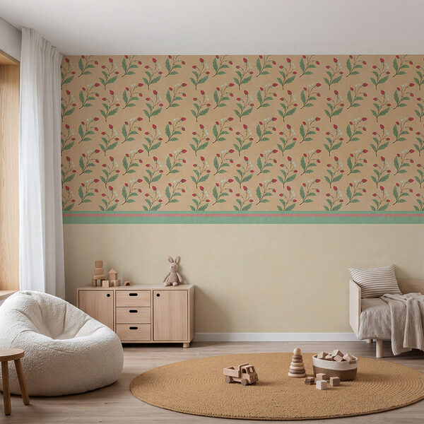 Diseño de flores y hojas sobre un fondo beige