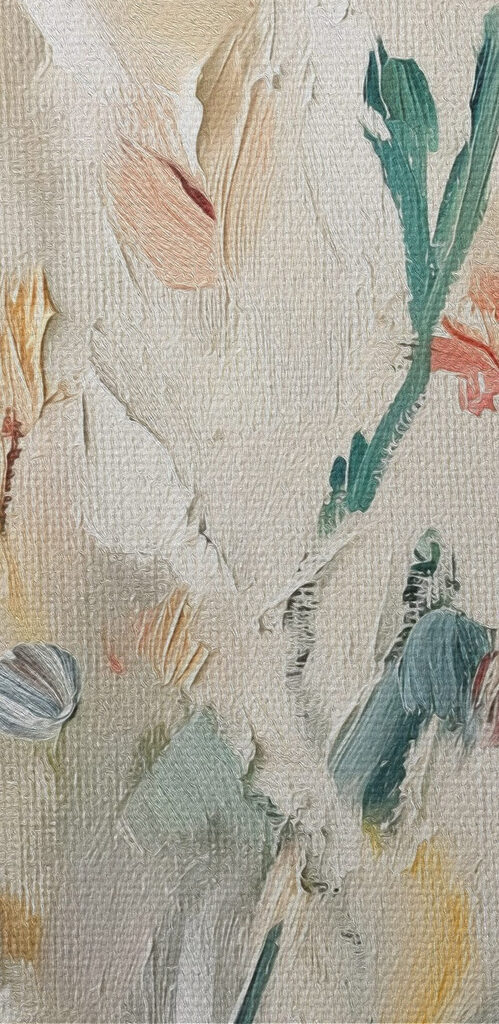 Painting of flowers on a white surface Painting of flowers on a white surface