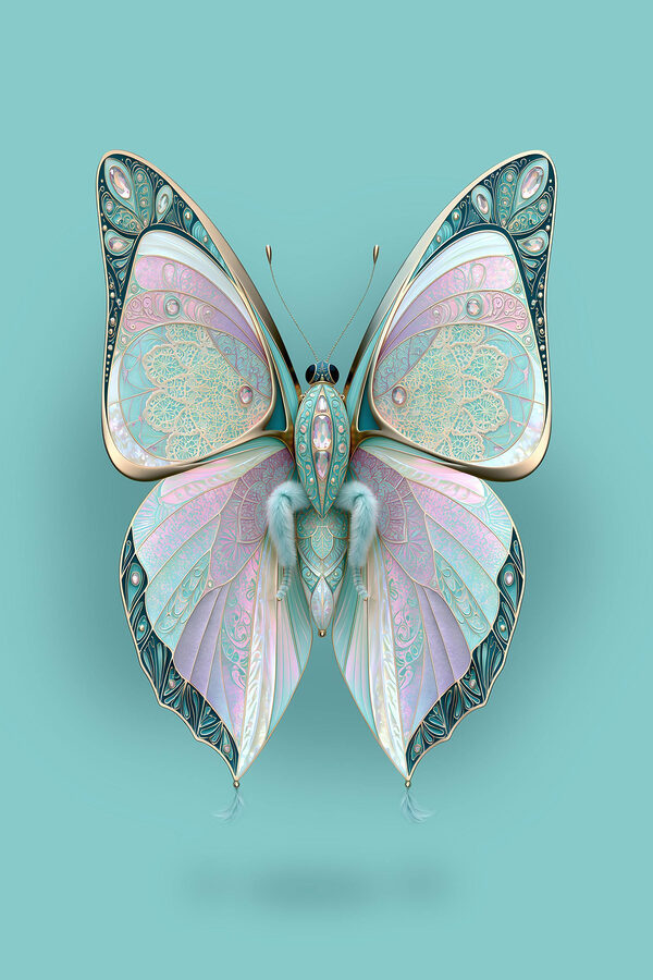 Butterfly with wings and a blue background