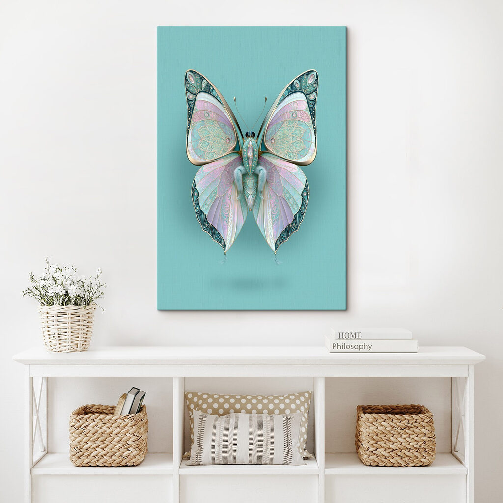 Butterfly with wings and a blue background