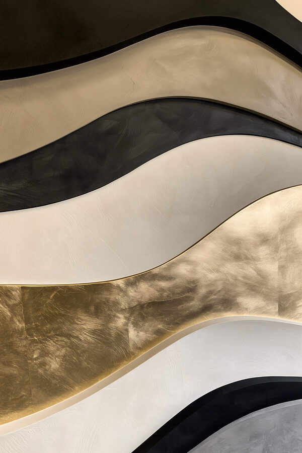 - Wavy patterns in neutral tones - Wavy patterns in neutral tones