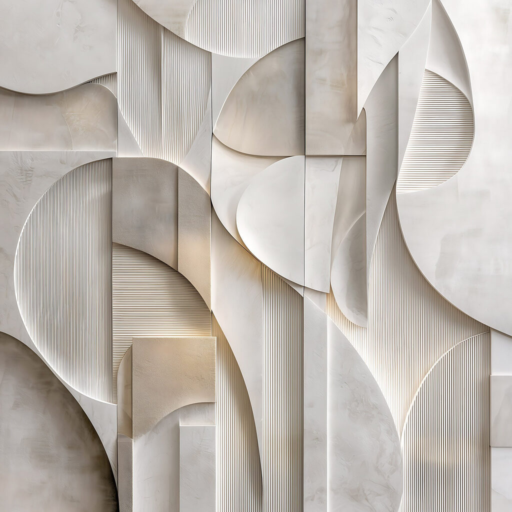 White wall with geometric shapes