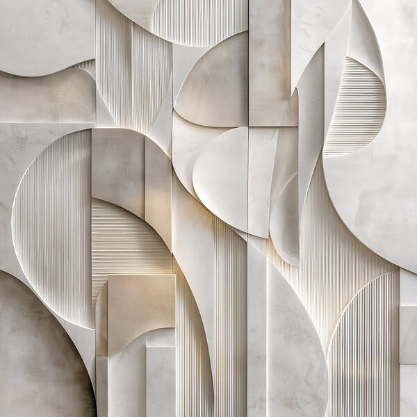 White wall with geometric shapes