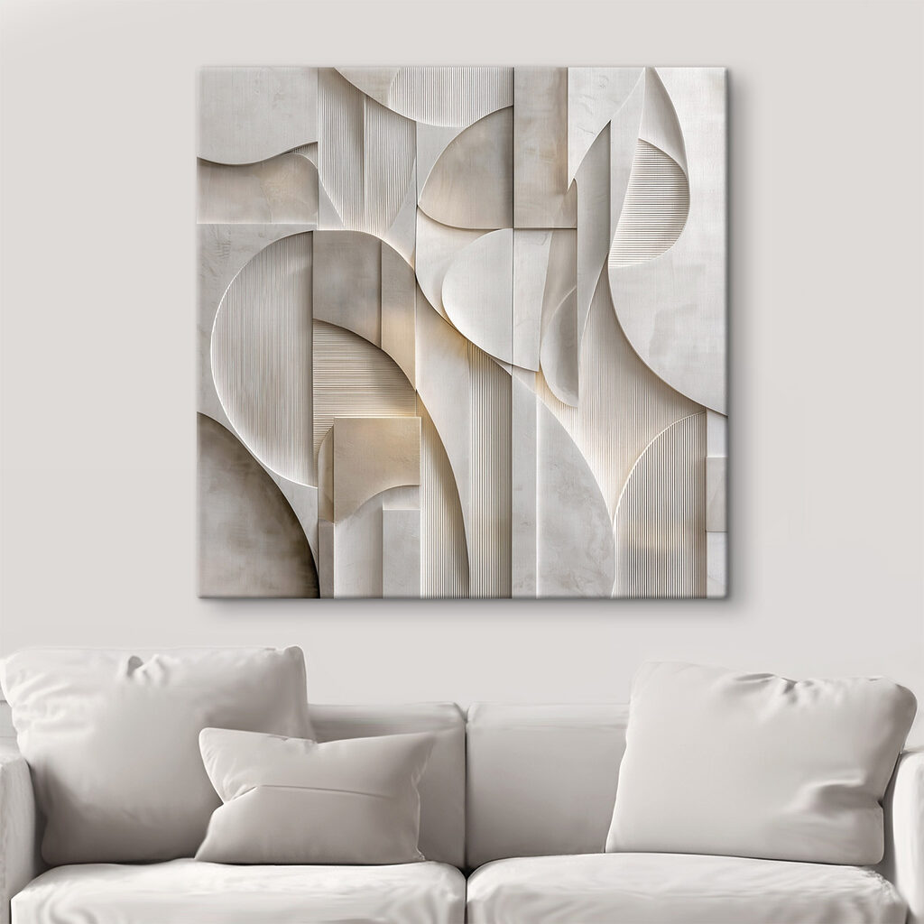 White wall with geometric shapes