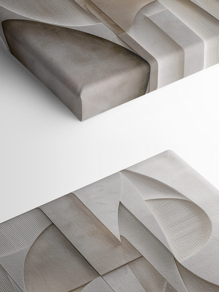 White wall with geometric shapes