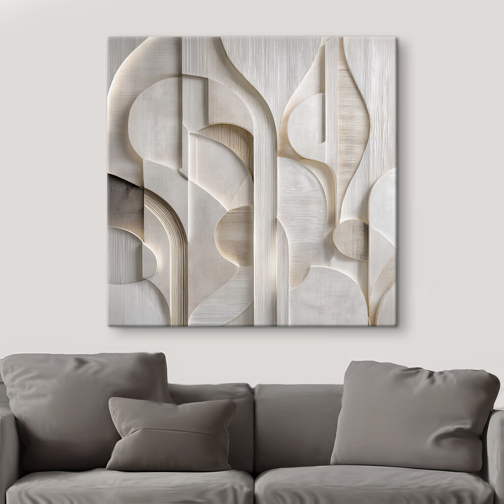 White wall with curved lines and curves