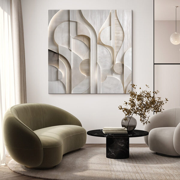 White wall with curved lines and curves
