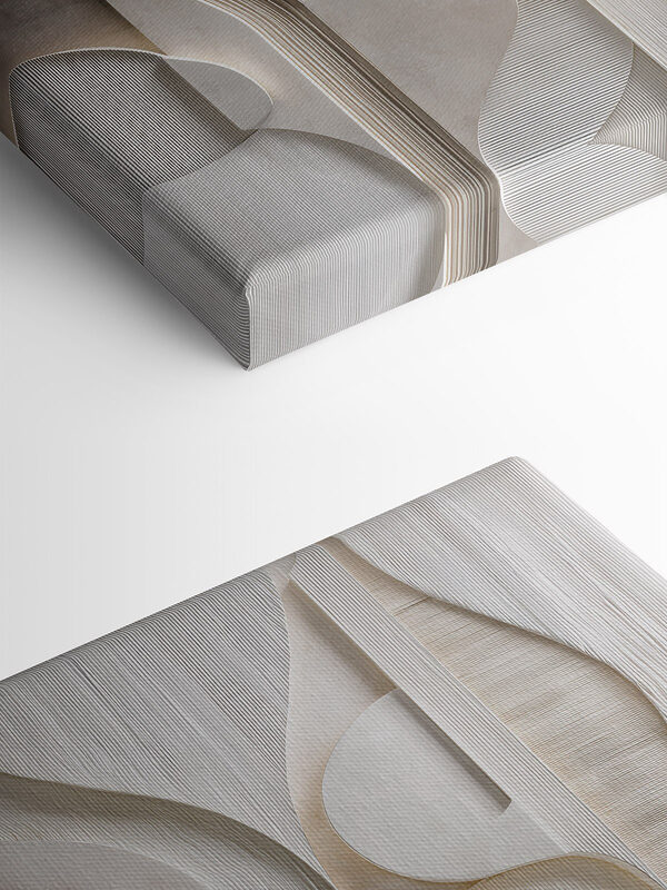 White wall with curved lines and curves