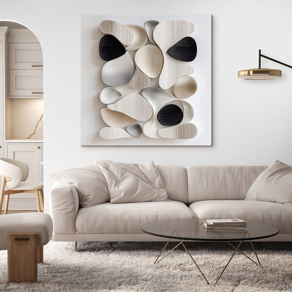 Wall art of black and white shapes Wall art of black and white shapes