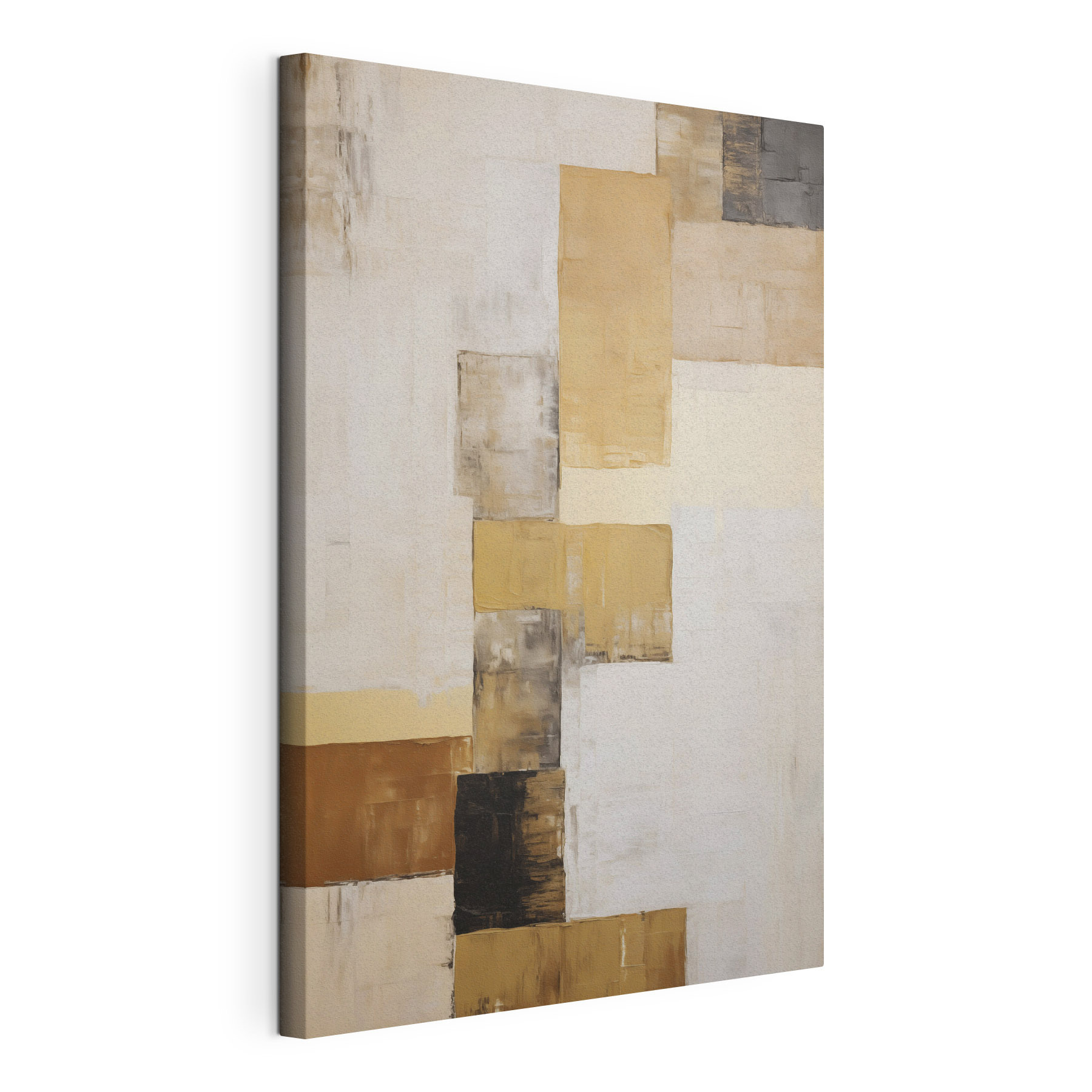 Painting of a white and brown rectangular object