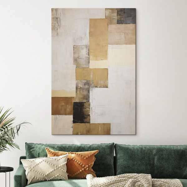 Painting of a white and brown rectangular object