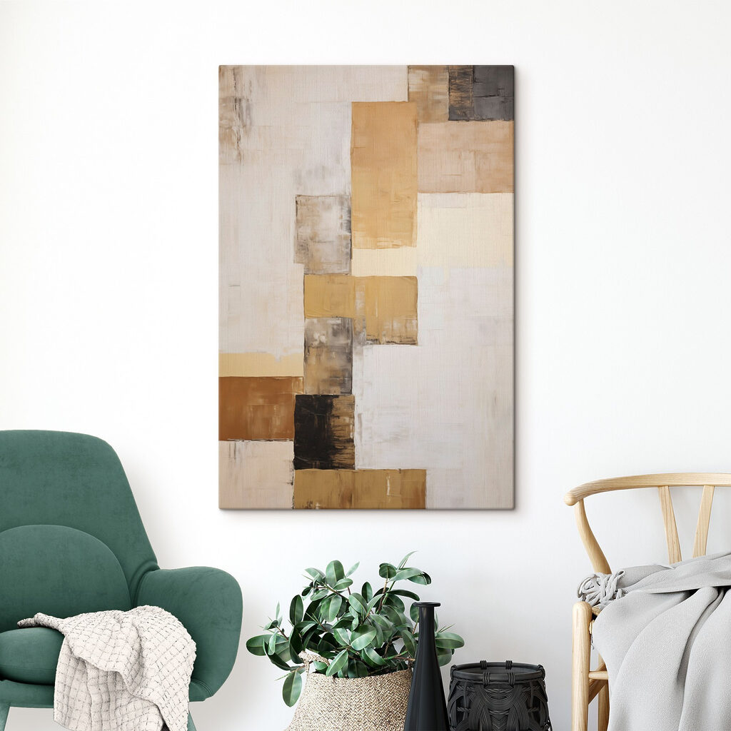 Painting of a white and brown rectangular object