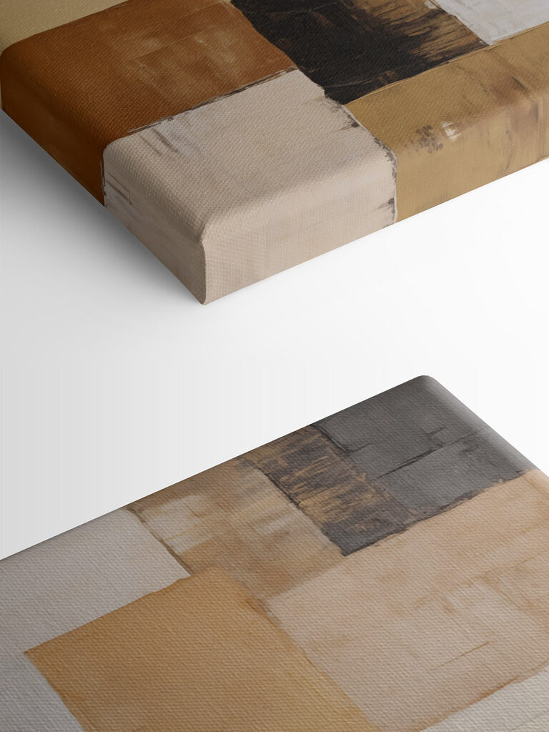 Painting of a white and brown rectangular object