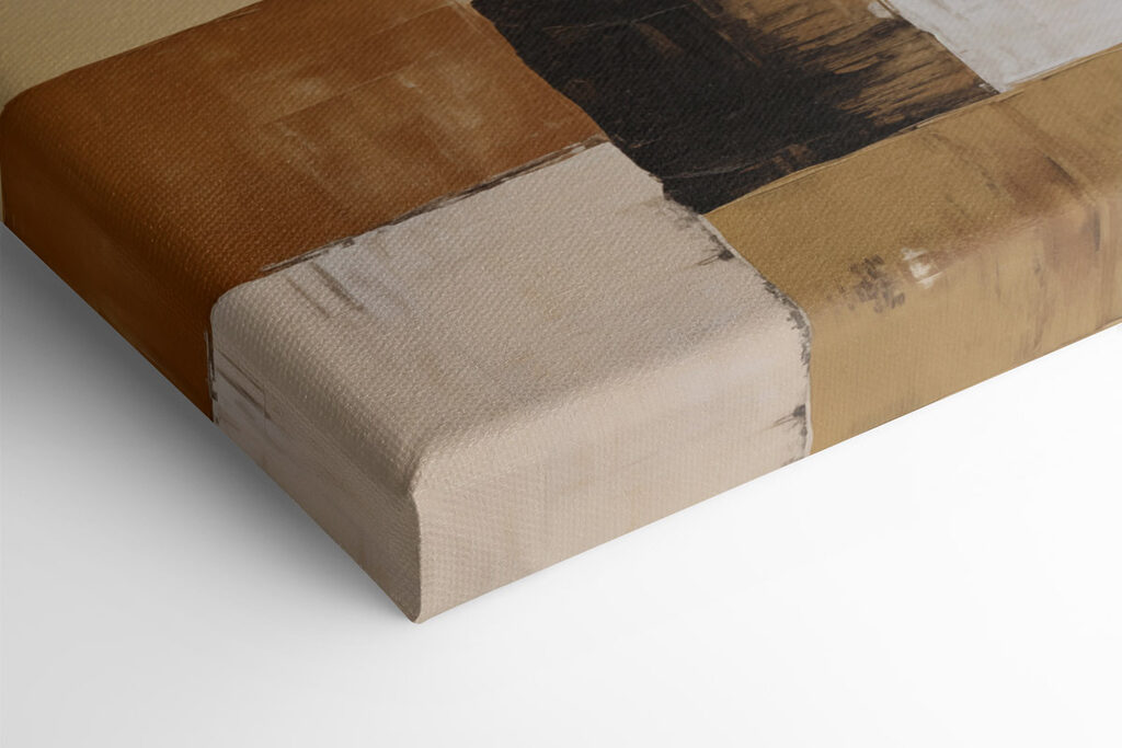 Painting of a white and brown rectangular object