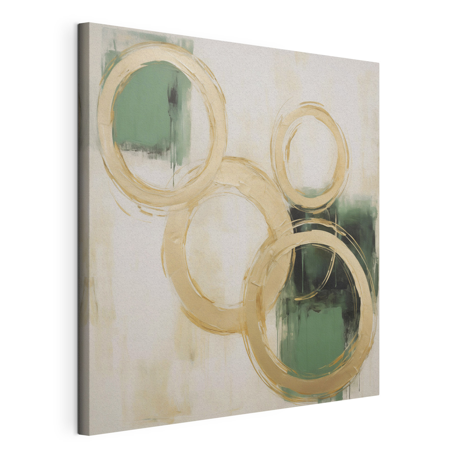 Painting of circles and green paint