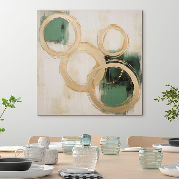 Painting of circles and green paint