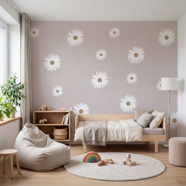 Flores blancas sobre un fondo gris