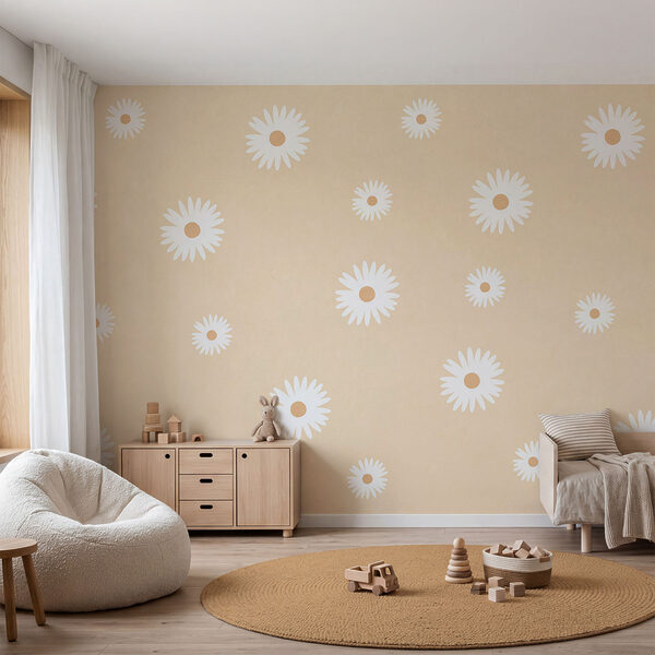 Flores blancas sobre un fondo beige Flores blancas sobre un fondo beige