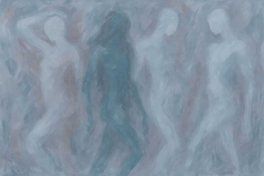 Group of people in a grey room