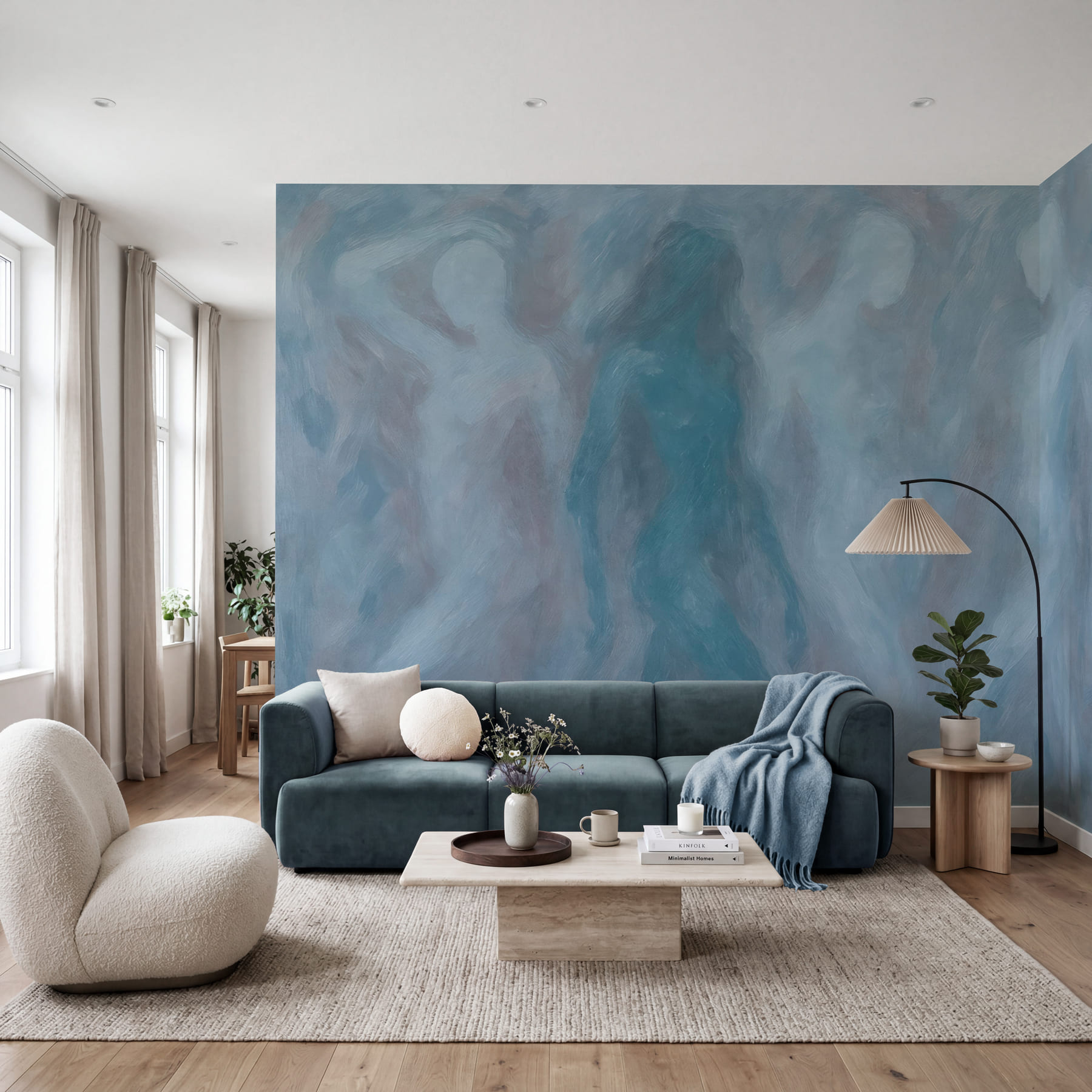 Un grupo de personas en una habitación gris