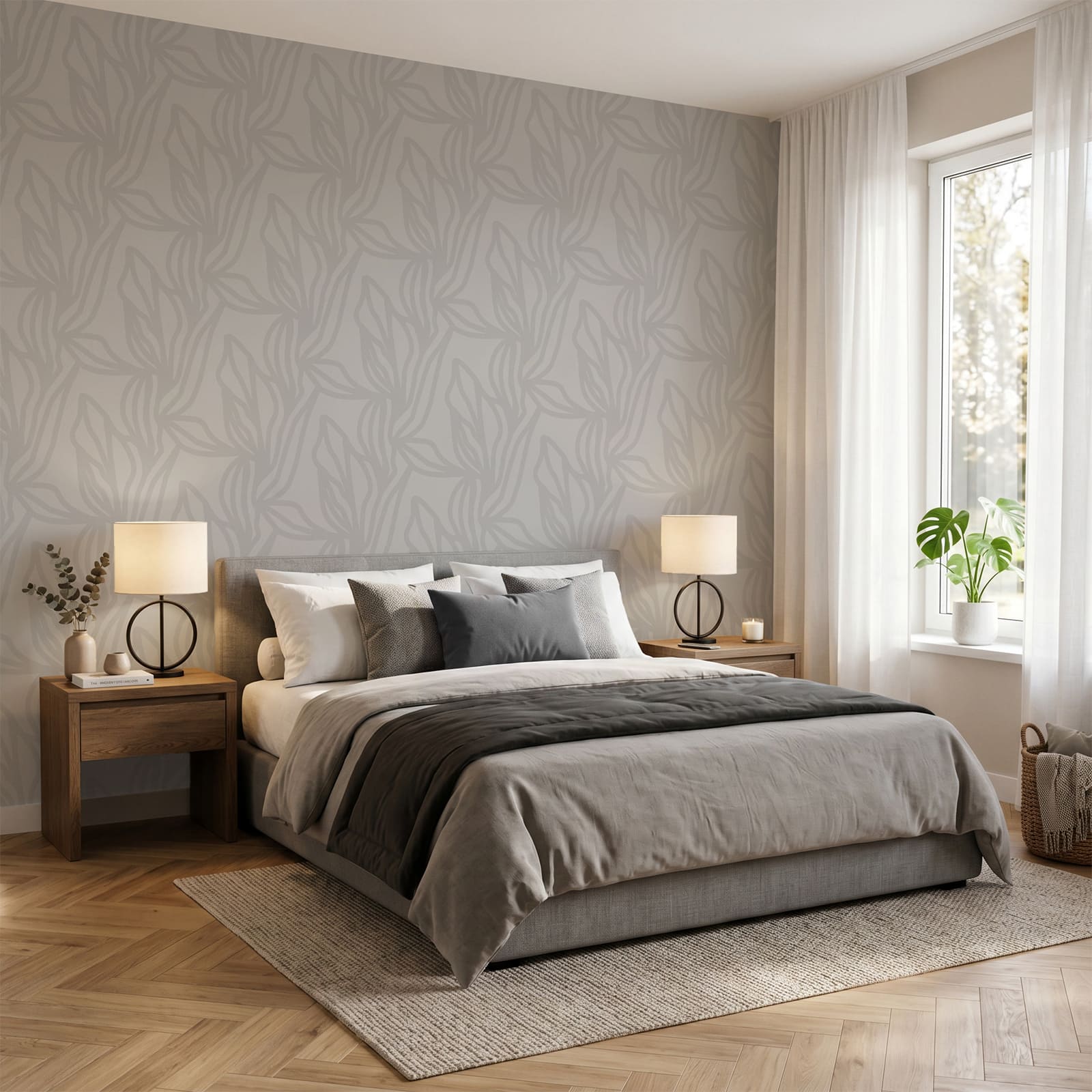 Diseño gris con hojas Diseño gris con hojas