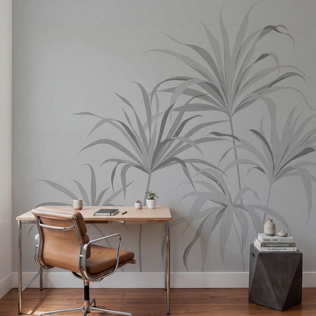 Fondo gris con hojas Fondo gris con hojas