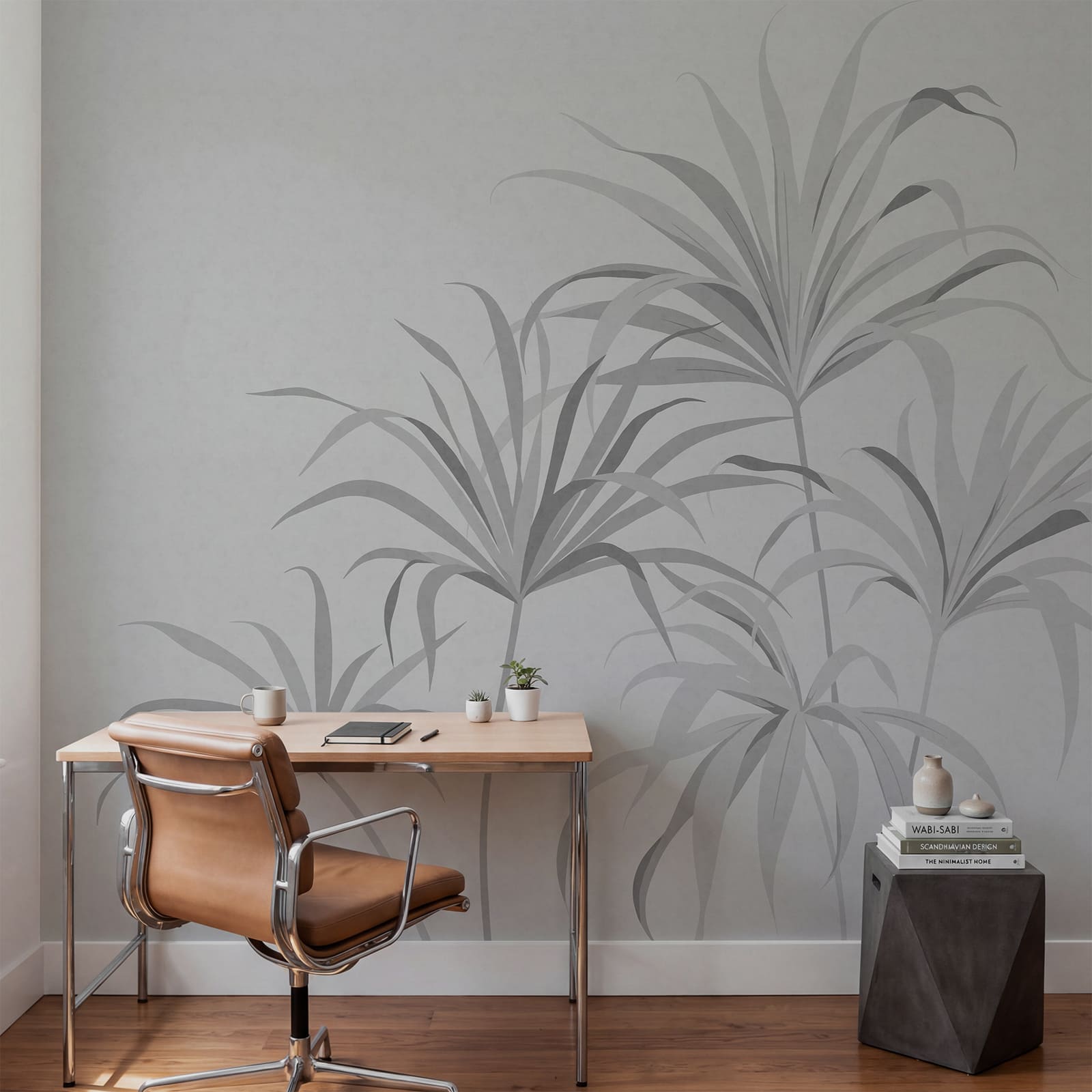 Fondo gris con hojas Fondo gris con hojas