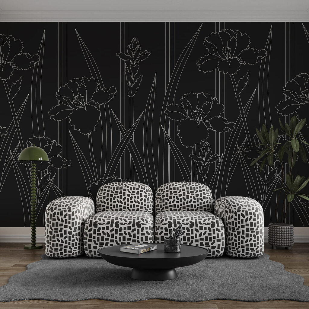 Estampado floral en blanco y negro Estampado floral en blanco y negro