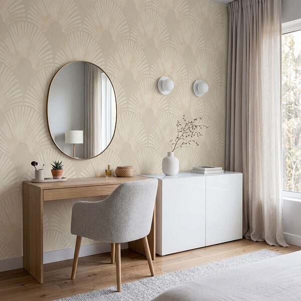 Papel pintado blanco y beige Papel pintado blanco y beige