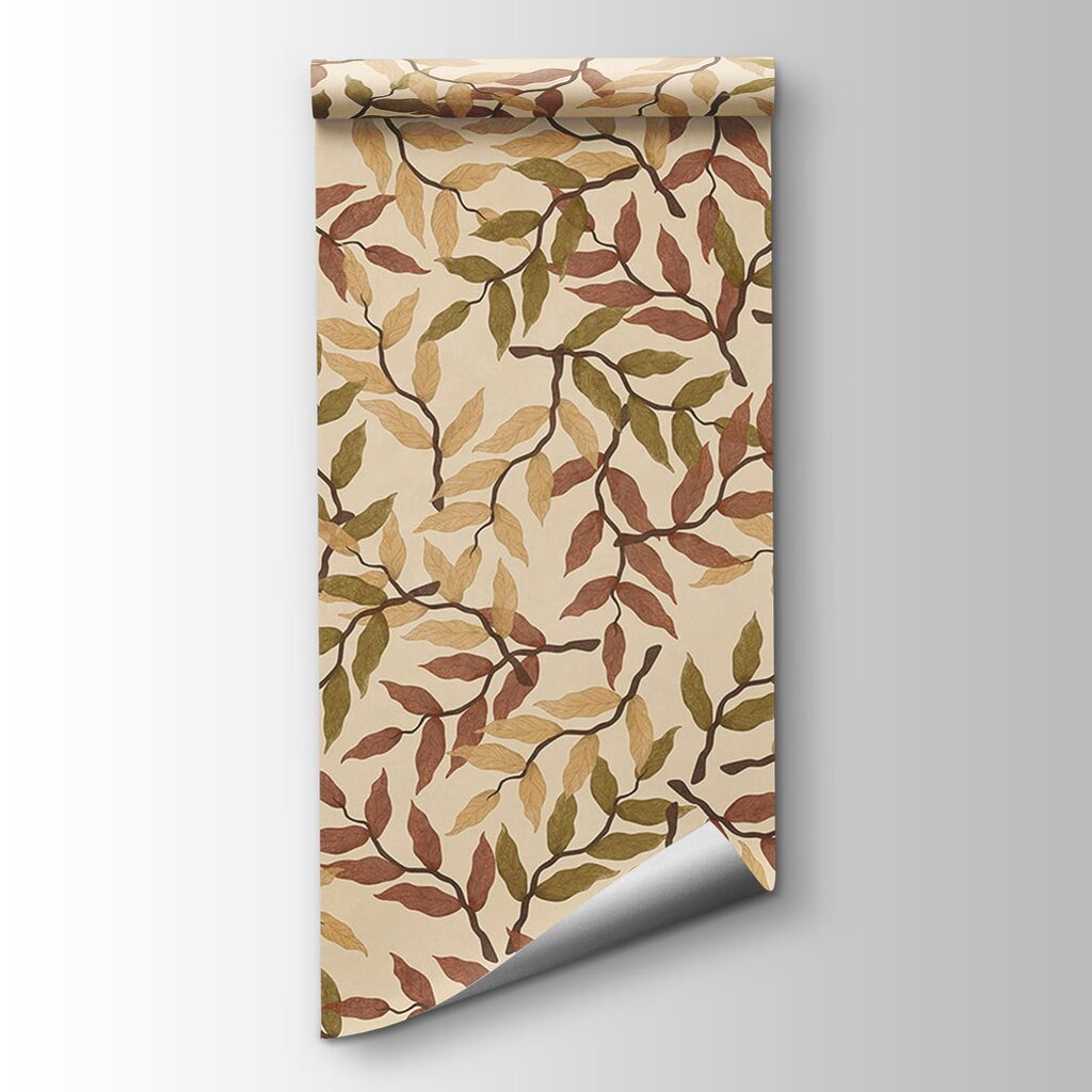 Pattern of leaves on a beige background