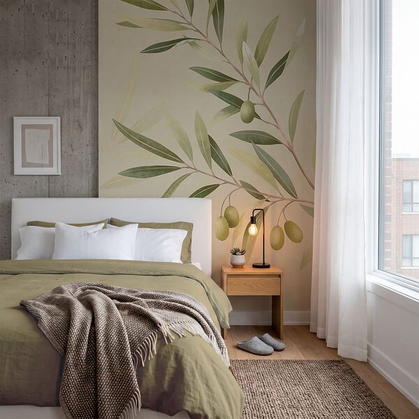 Elemento decorativo con un delicado diseño de rama de olivo Elemento decorativo con un delicado diseño de rama de olivo