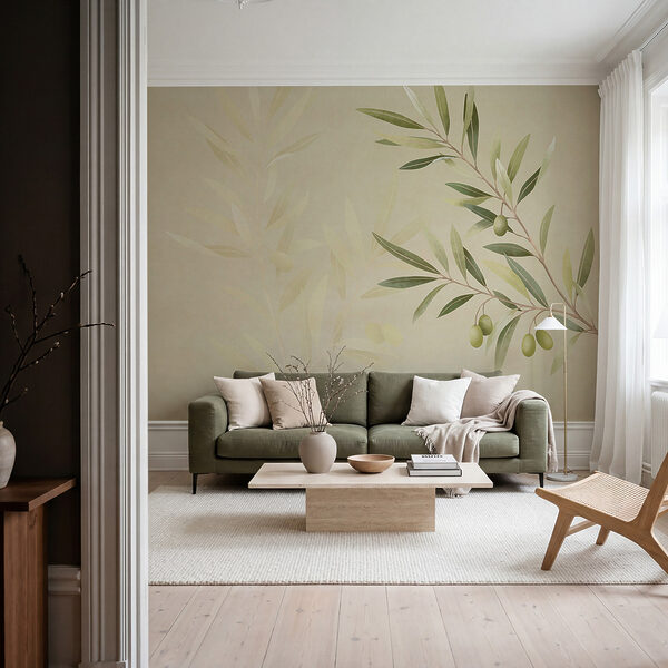 Elemento decorativo con un delicado diseño de rama de olivo Elemento decorativo con un delicado diseño de rama de olivo