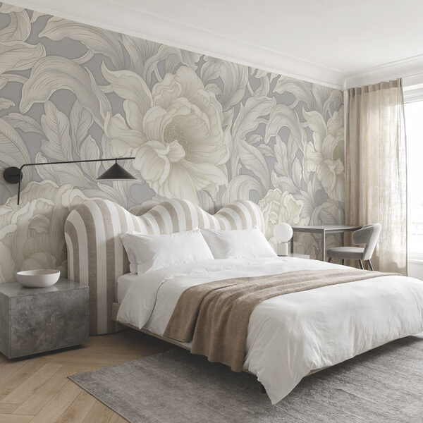 Papel pintado con flores y hojas Papel pintado con flores y hojas