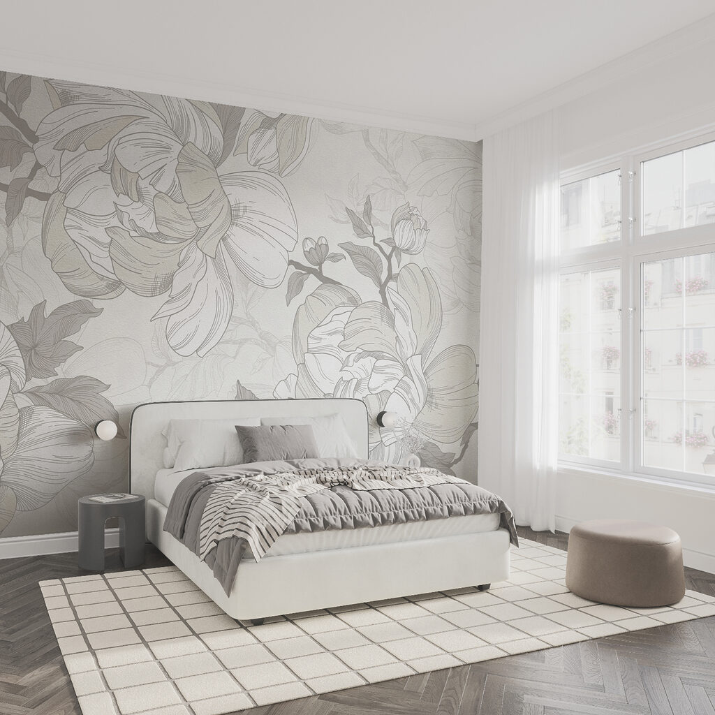 Diseño floral en blanco y gris Diseño floral en blanco y gris