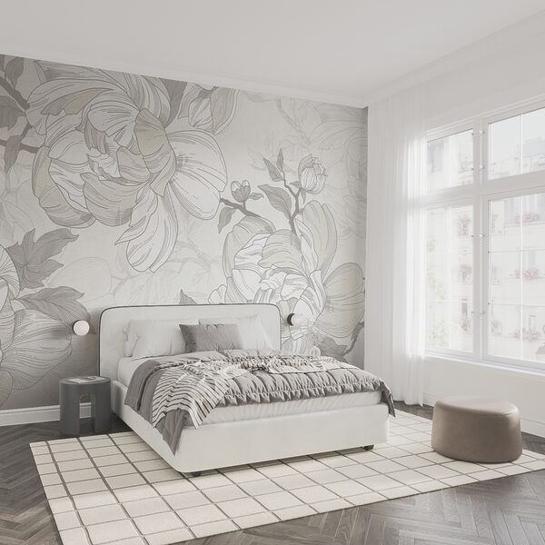 Diseño floral en blanco y gris Diseño floral en blanco y gris