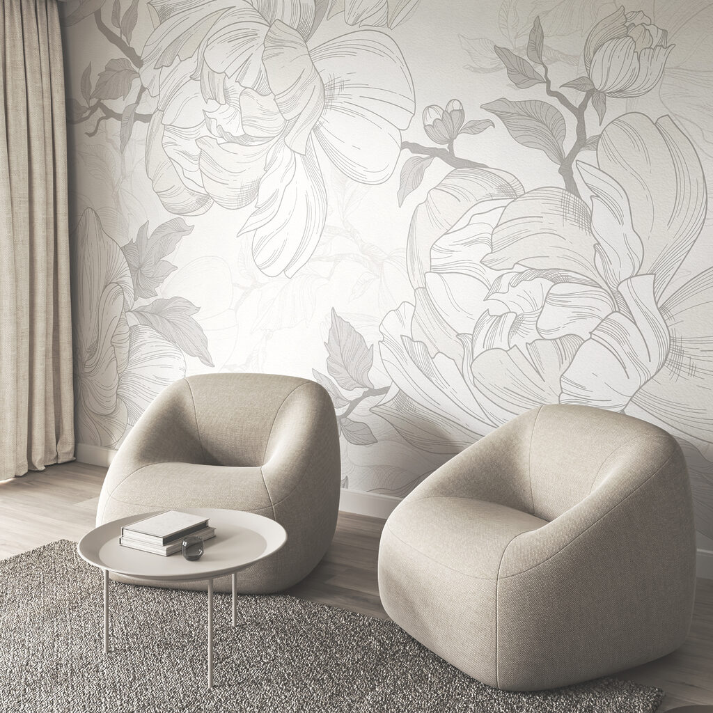 Diseño floral en blanco y gris Diseño floral en blanco y gris