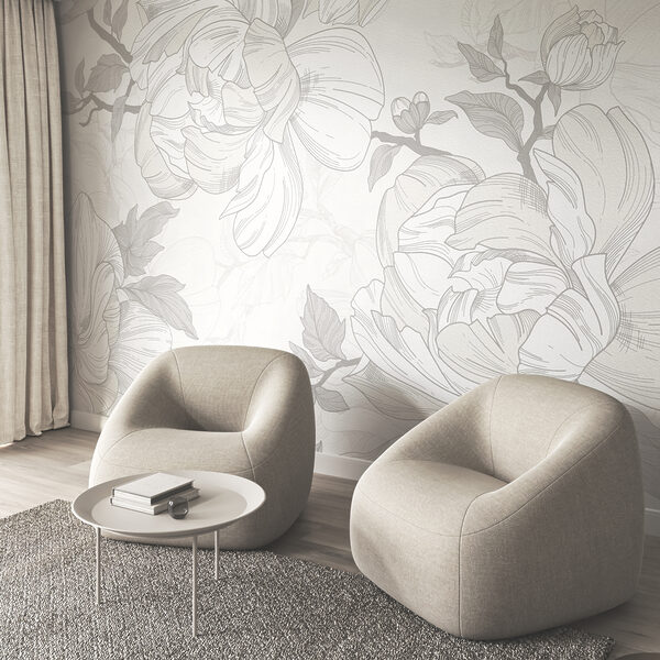 Diseño floral en blanco y gris Diseño floral en blanco y gris