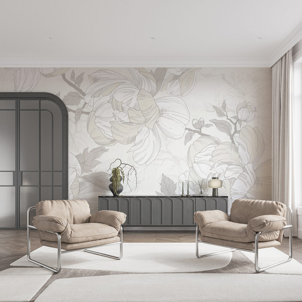 Diseño floral en blanco y gris Diseño floral en blanco y gris