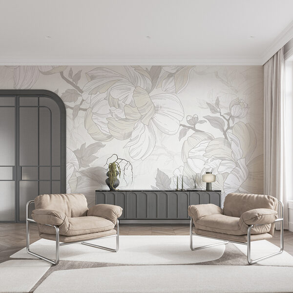 Diseño floral en blanco y gris Diseño floral en blanco y gris