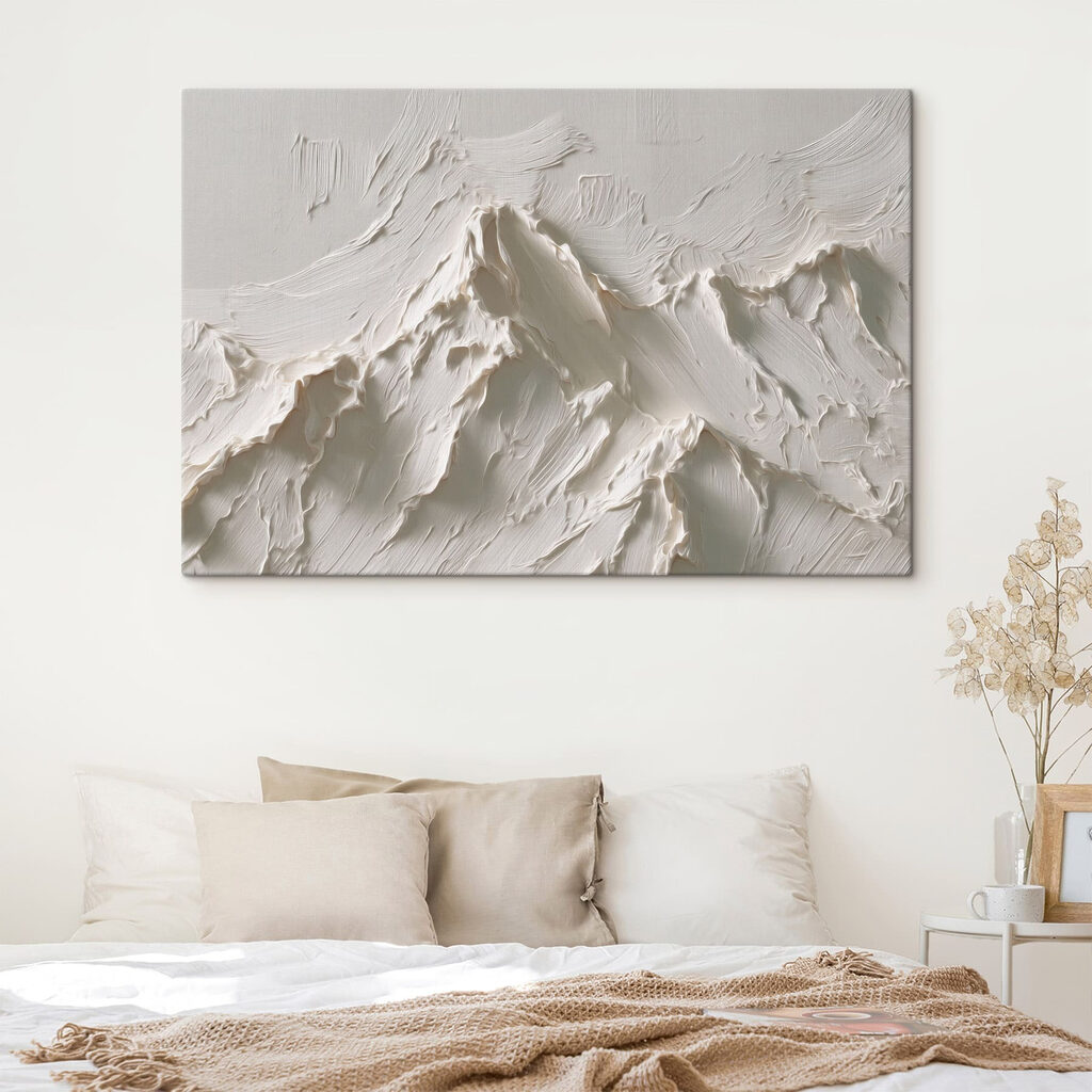 White wall with a mountain in the background White wall with a mountain in the background
