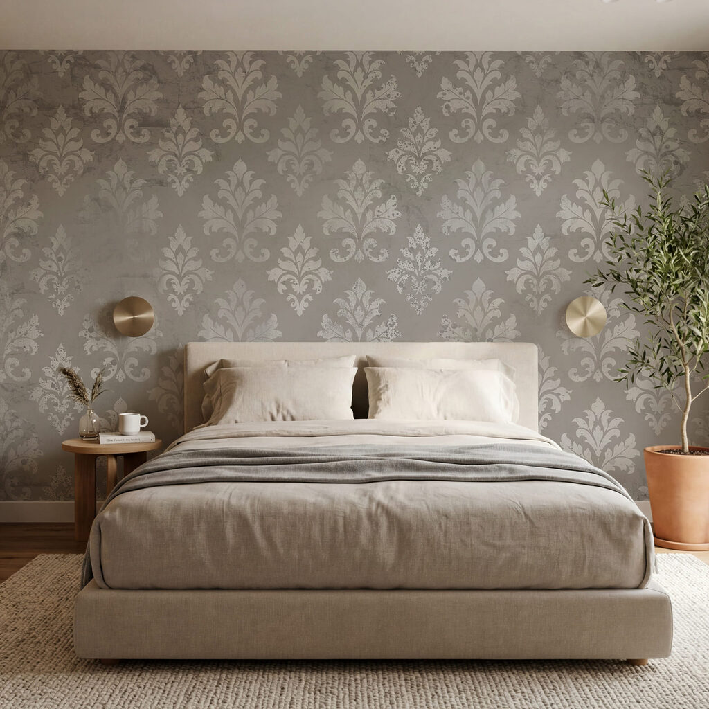 Papel pintado con flores de lis blancas Papel pintado con flores de lis blancas