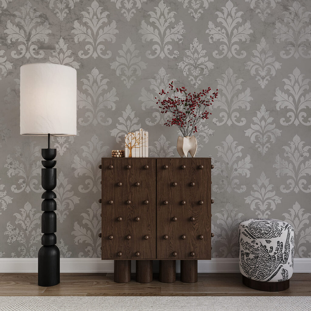 Papel pintado con flores de lis blancas Papel pintado con flores de lis blancas
