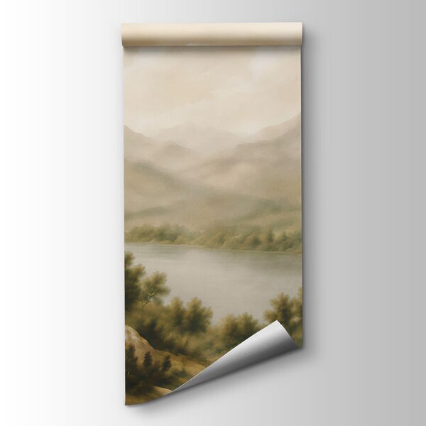 Painting of a lake and mountains Painting of a lake and mountains