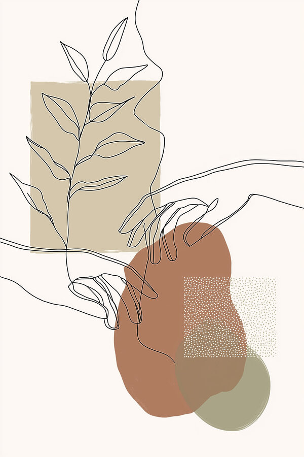 Drawing of a hand holding a plant Drawing of a hand holding a plant