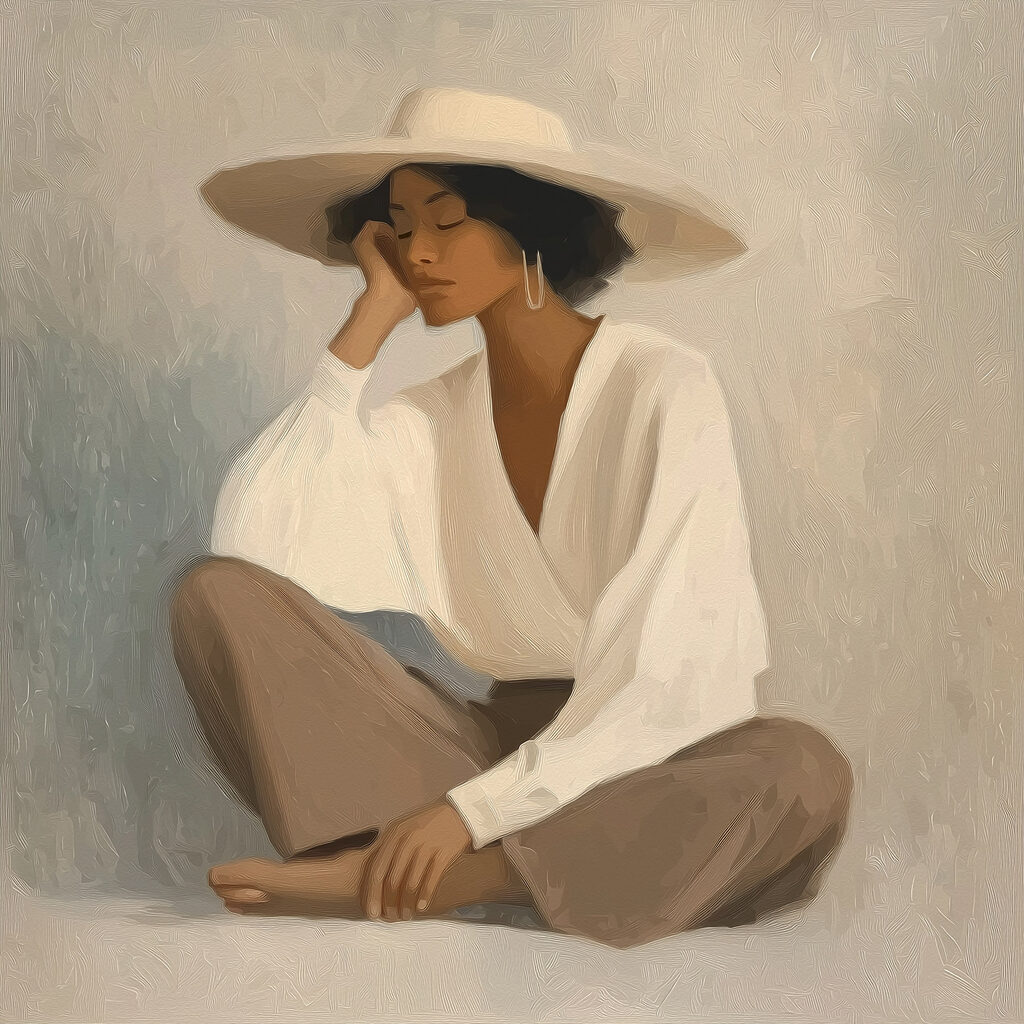 Woman sitting on the floor Woman sitting on the floor