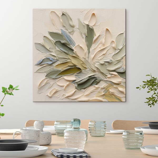 Painting of leaves on a white surface Painting of leaves on a white surface