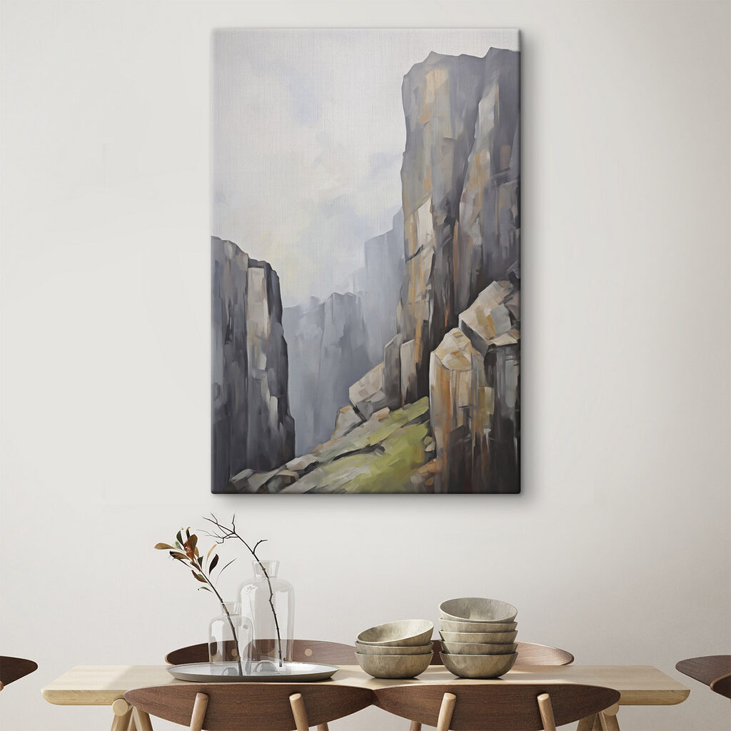 Painting of a rocky canyon Painting of a rocky canyon