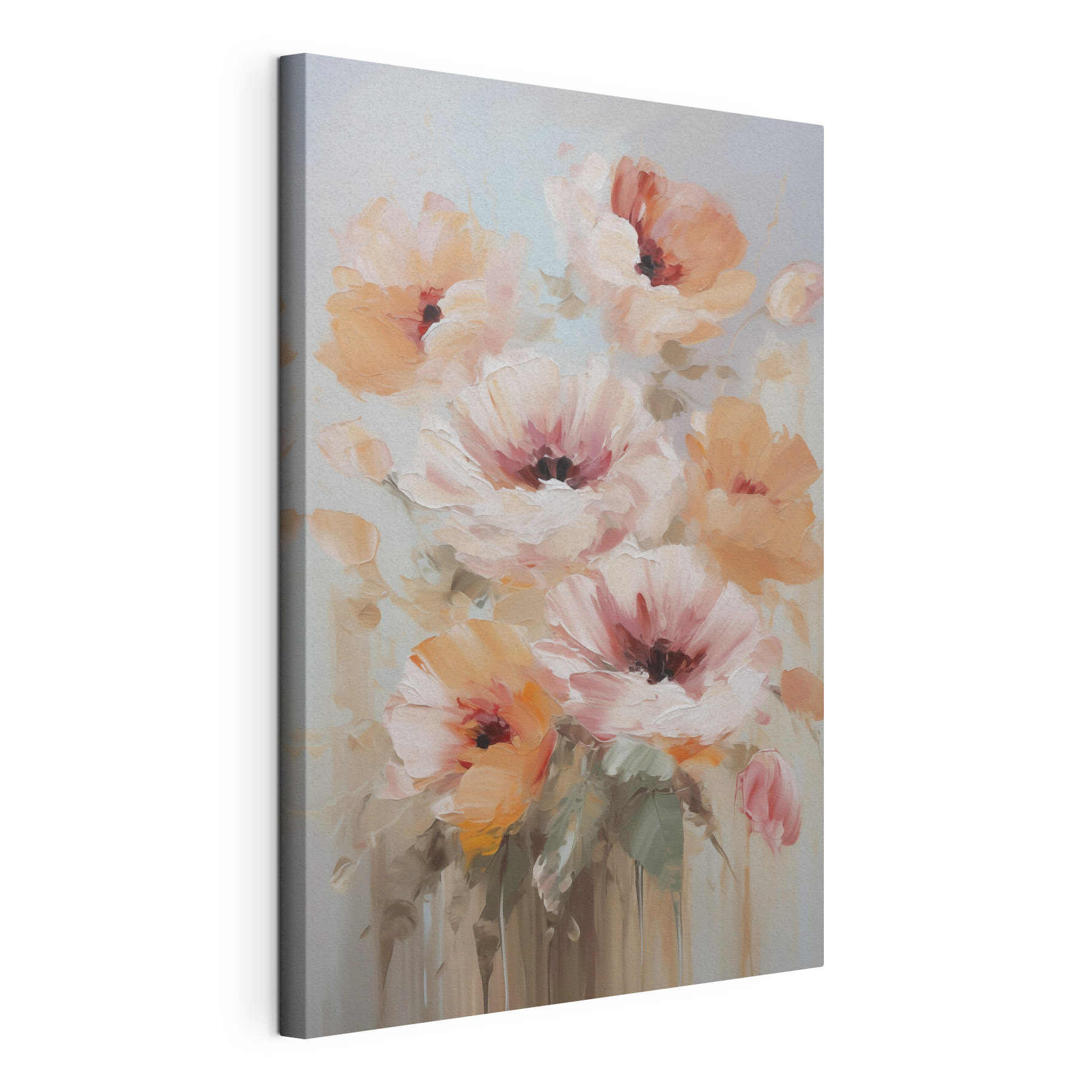 Painting of flowers on a white surface