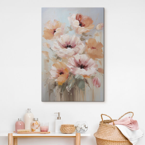 Painting of flowers on a white surface