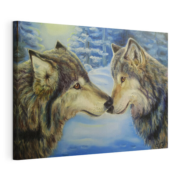 Cuadros Un cuadro en el que se ven dos lobos besándose